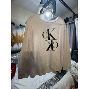White black plus size 3xl Calvin Klein pullover sweatshirt top sweater